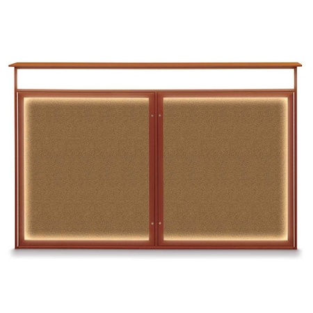 United Visual Products Sliding Door Wood Corkboard, 48"x36", Ligh UV9003OCS-LTOAK-BUFF